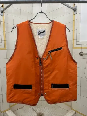 1980s Diesel Fleece-Lined Orange Nylon Vest - Size L