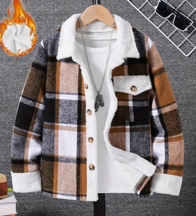 Boy's Classic Plaid Fleece Lined Jacket