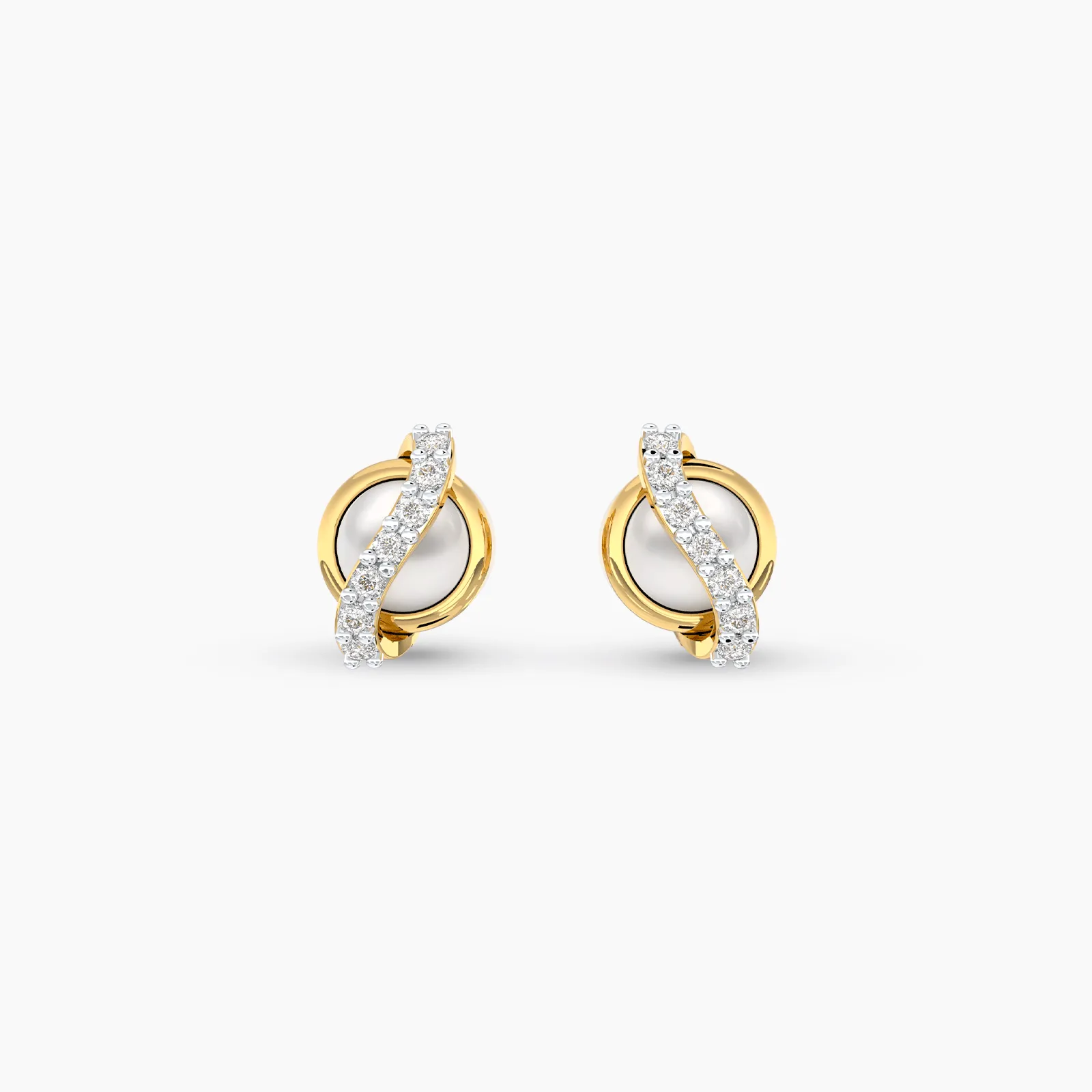 Diamond Cross Pearl Earstuds