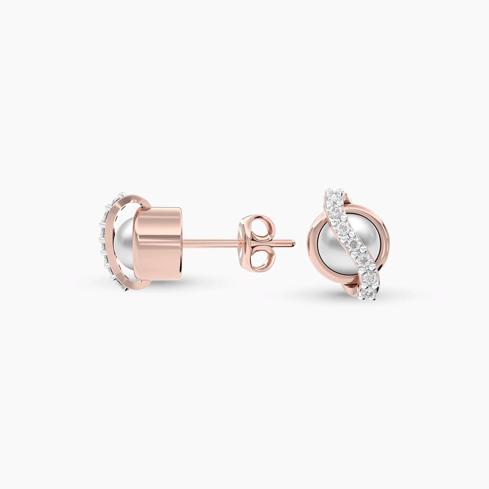 Diamond Cross Pearl Earstuds