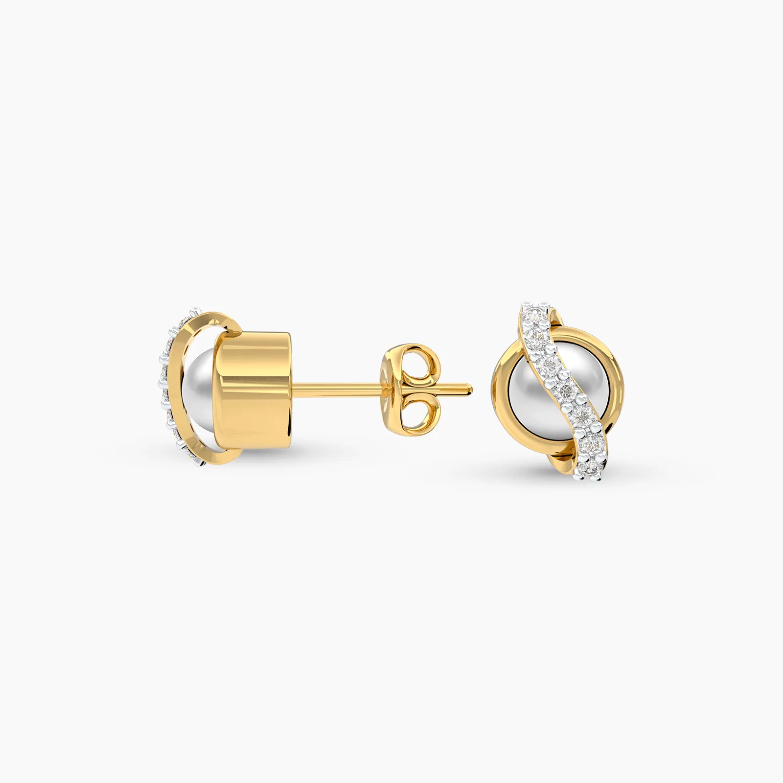Diamond Cross Pearl Earstuds