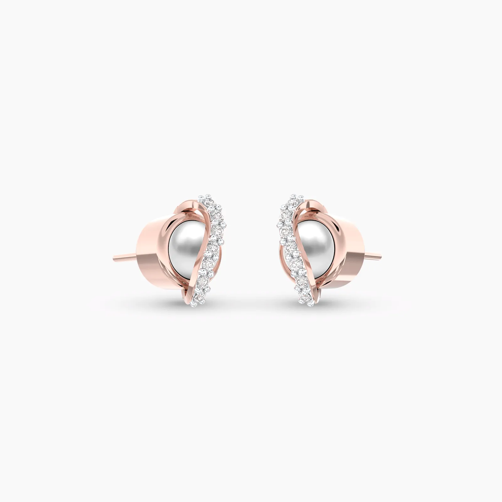 Diamond Cross Pearl Earstuds