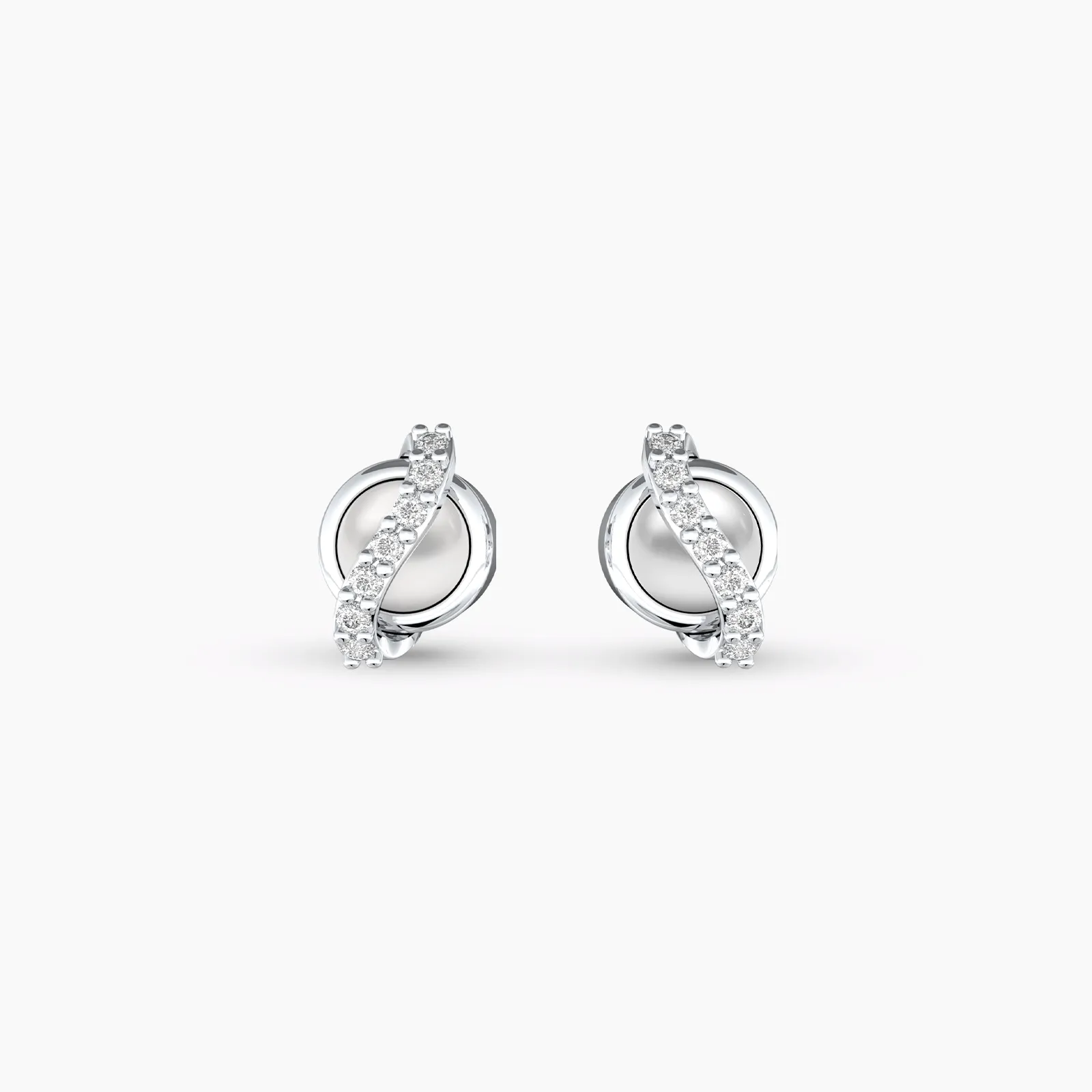 Diamond Cross Pearl Earstuds