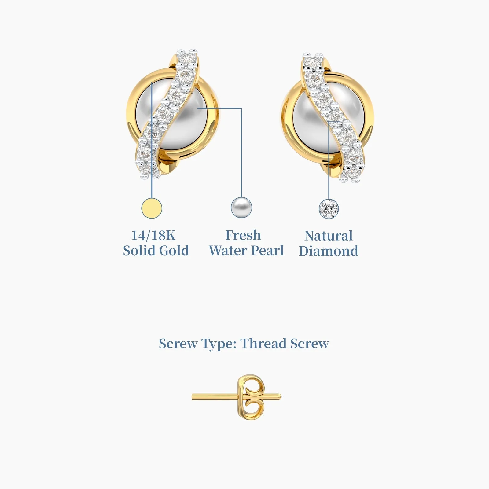 Diamond Cross Pearl Earstuds