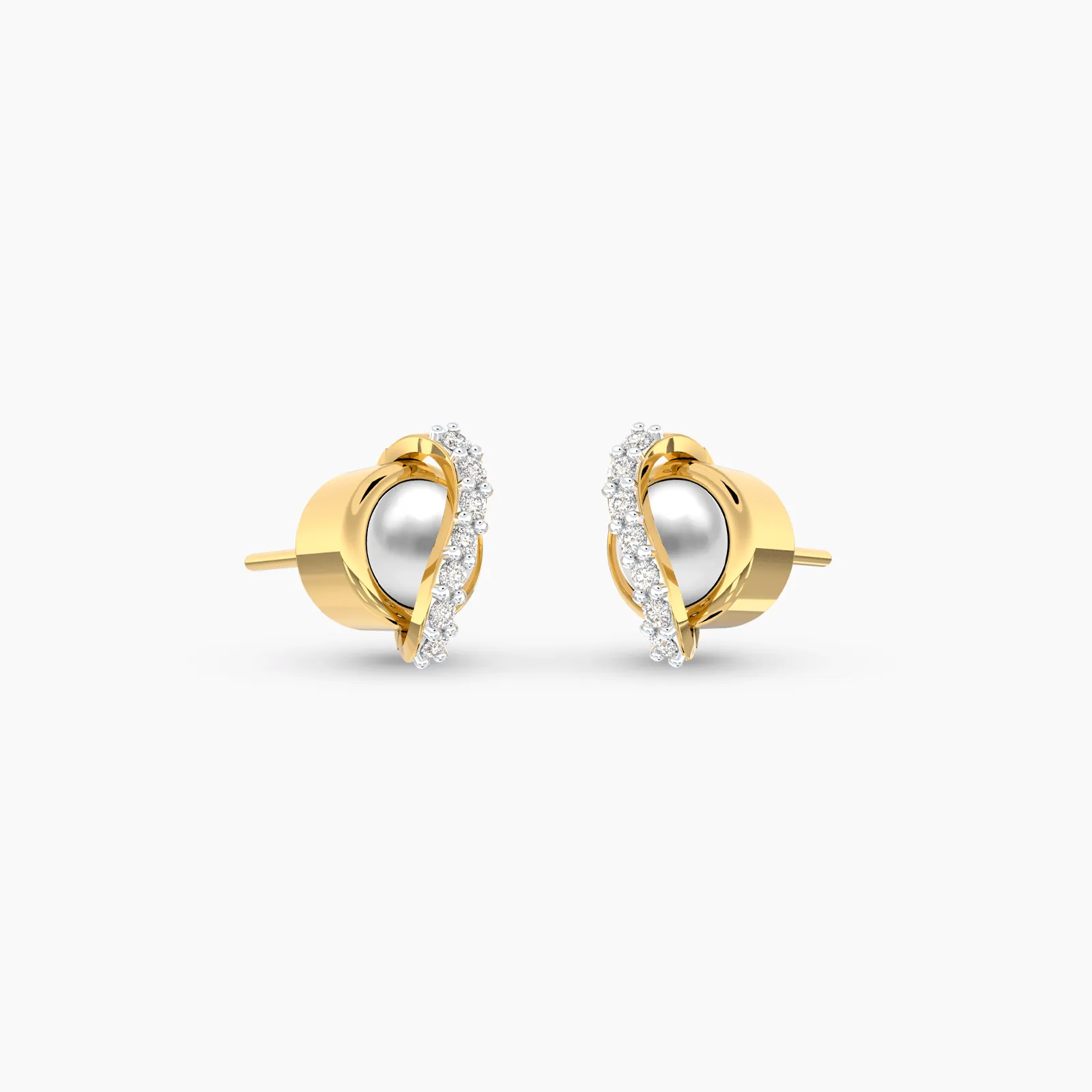 Diamond Cross Pearl Earstuds
