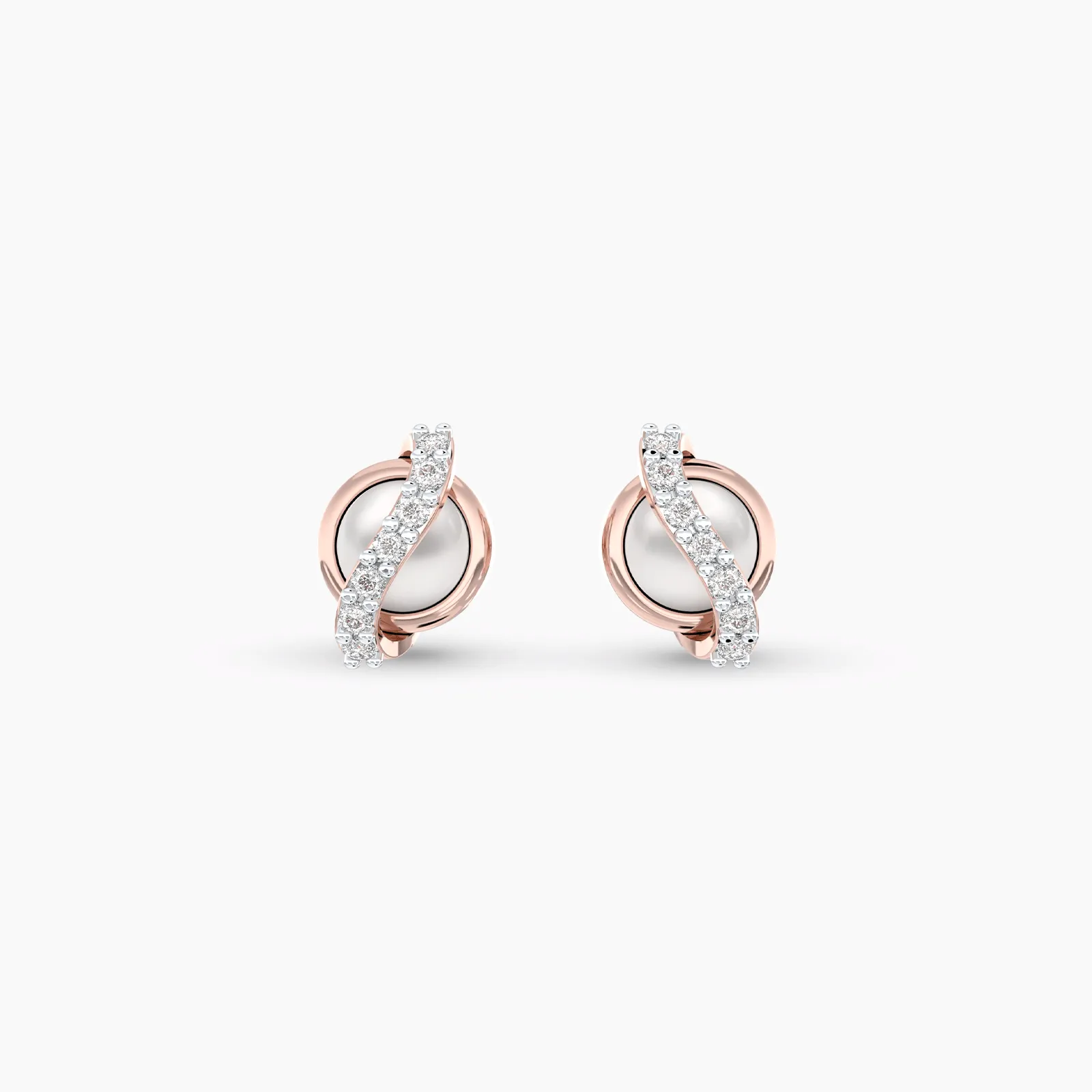 Diamond Cross Pearl Earstuds
