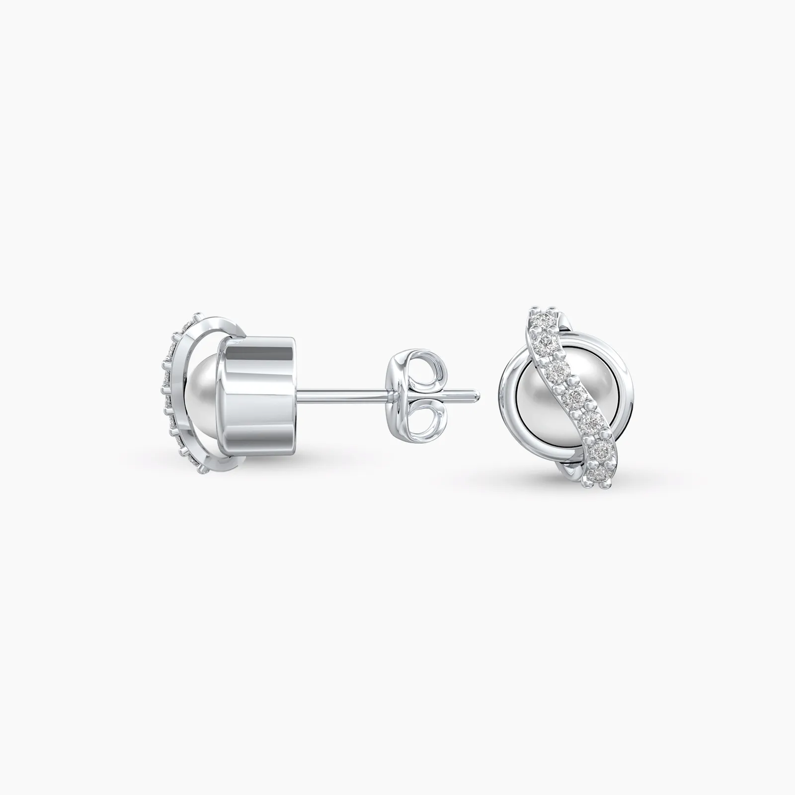 Diamond Cross Pearl Earstuds