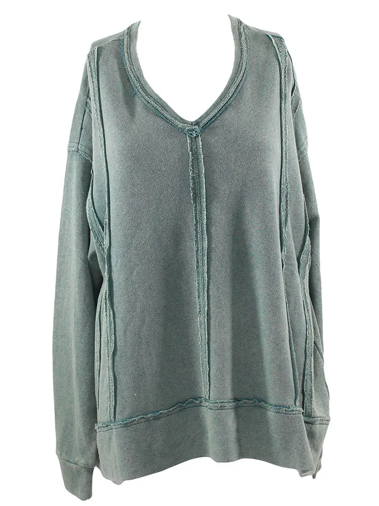 Easel V-Neck Washed Knit Top