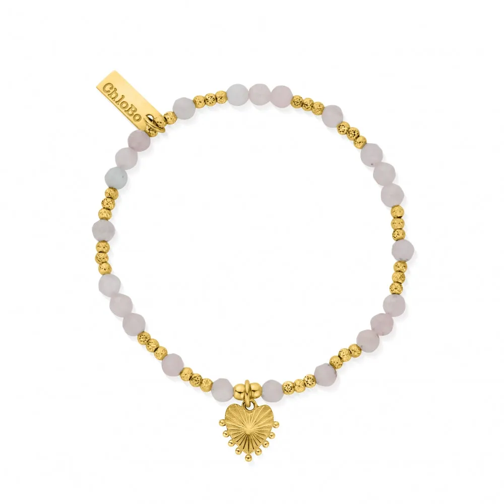 Glowing Beauty Rose Quartz Bracelet - Gold - GBRQFB3197