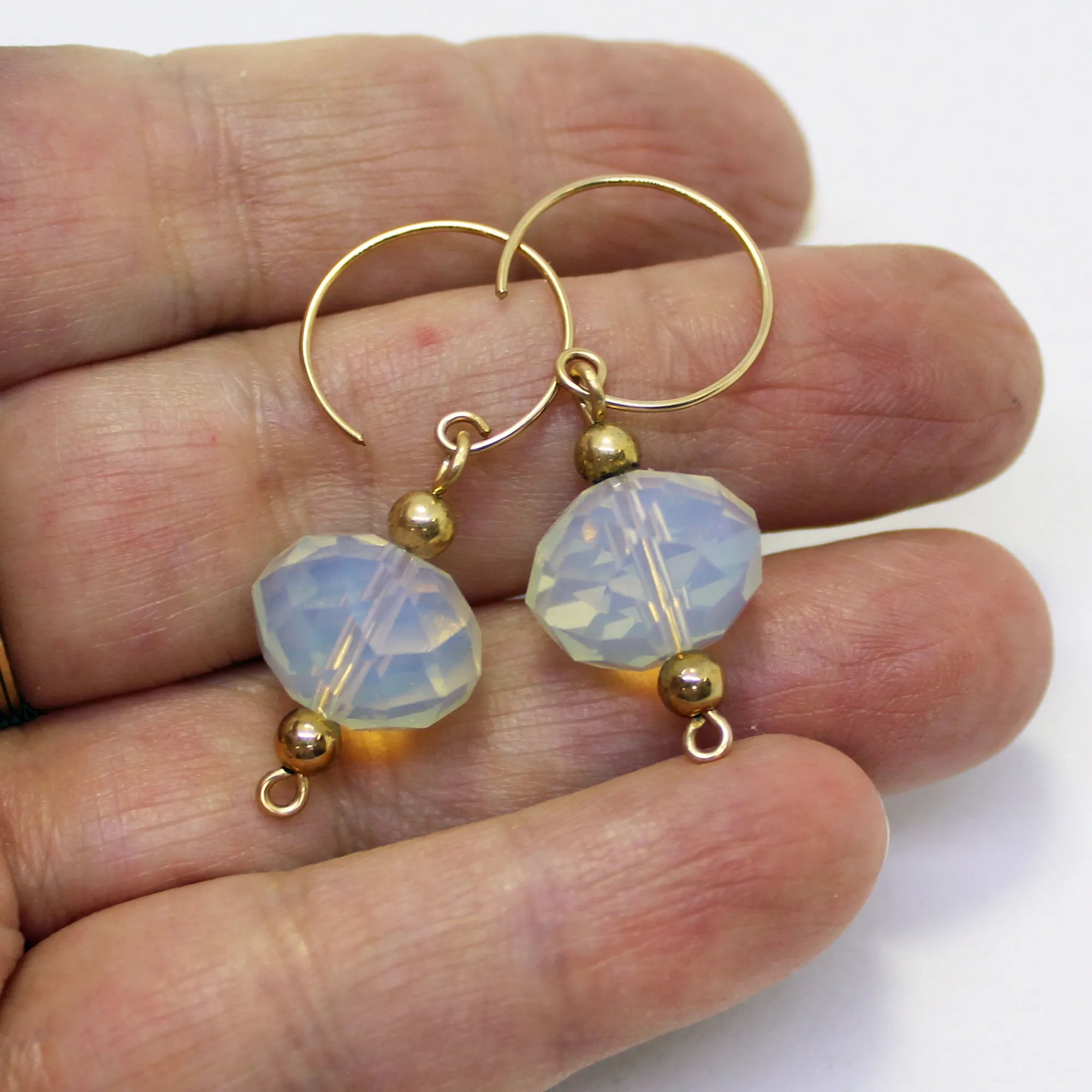 Glowing Fancy Opalite Bead Dangle Earrings