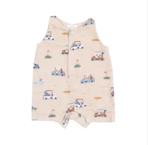 Golf Carts Cuties Sleeveless Shortie Romper Oatmeal