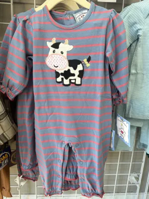 Moo Cow Girl's Applique Romper