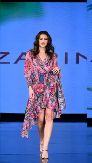 PINK RADIANCE HI LOW WRAP DRESS