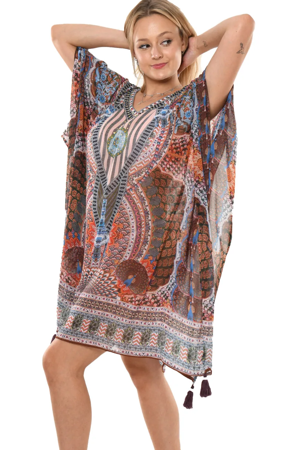 Print Tassel Long Tunic By AZUCAR - LCT245