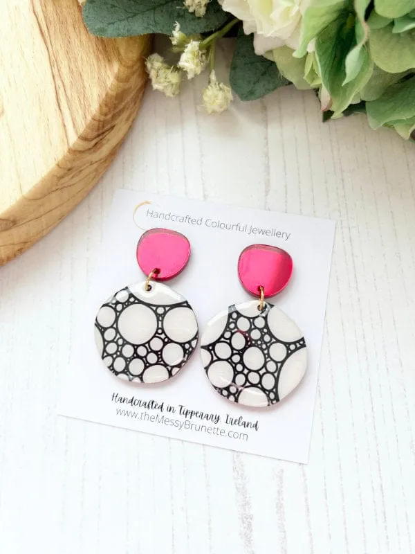 SALE | Monochrome Round Dangle Earrings