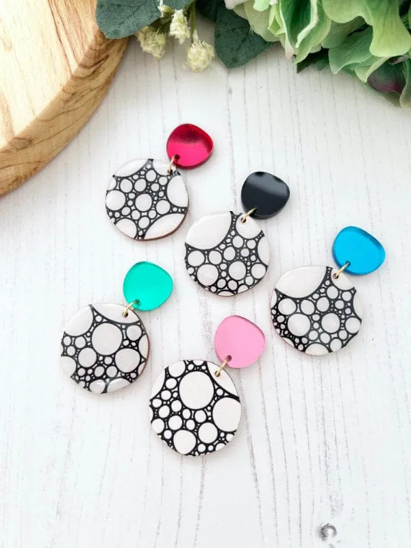 SALE | Monochrome Round Dangle Earrings