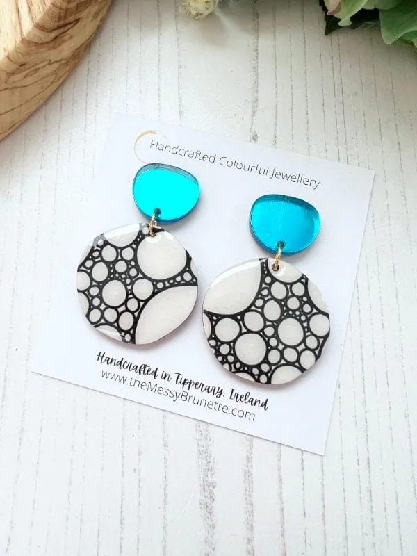 SALE | Monochrome Round Dangle Earrings