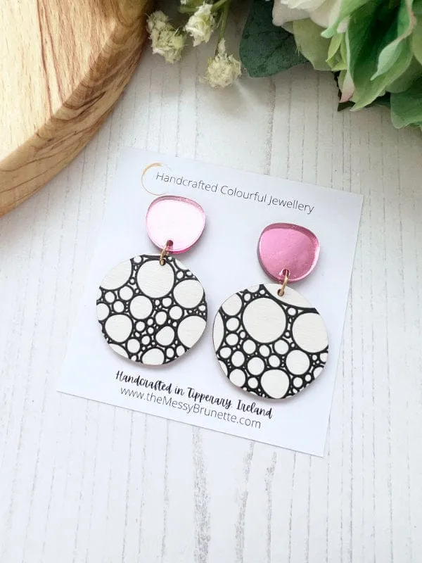 SALE | Monochrome Round Dangle Earrings
