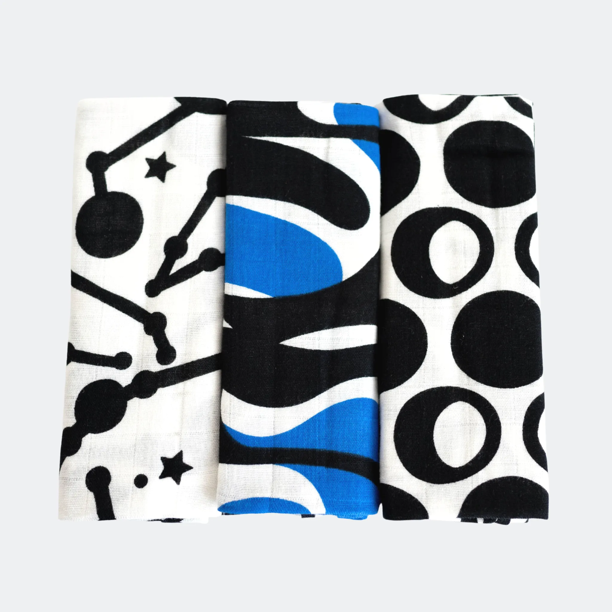 SKY PRINT MUSLIN 3-PACK - for newborn to 4 month old babies