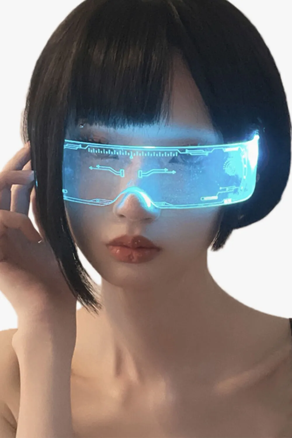 Transparent Cyberpunk Glasses Glowing Sci-Fi