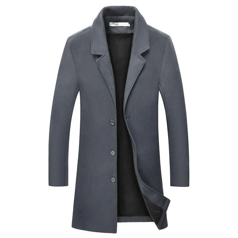 Woolen lapel trench coat