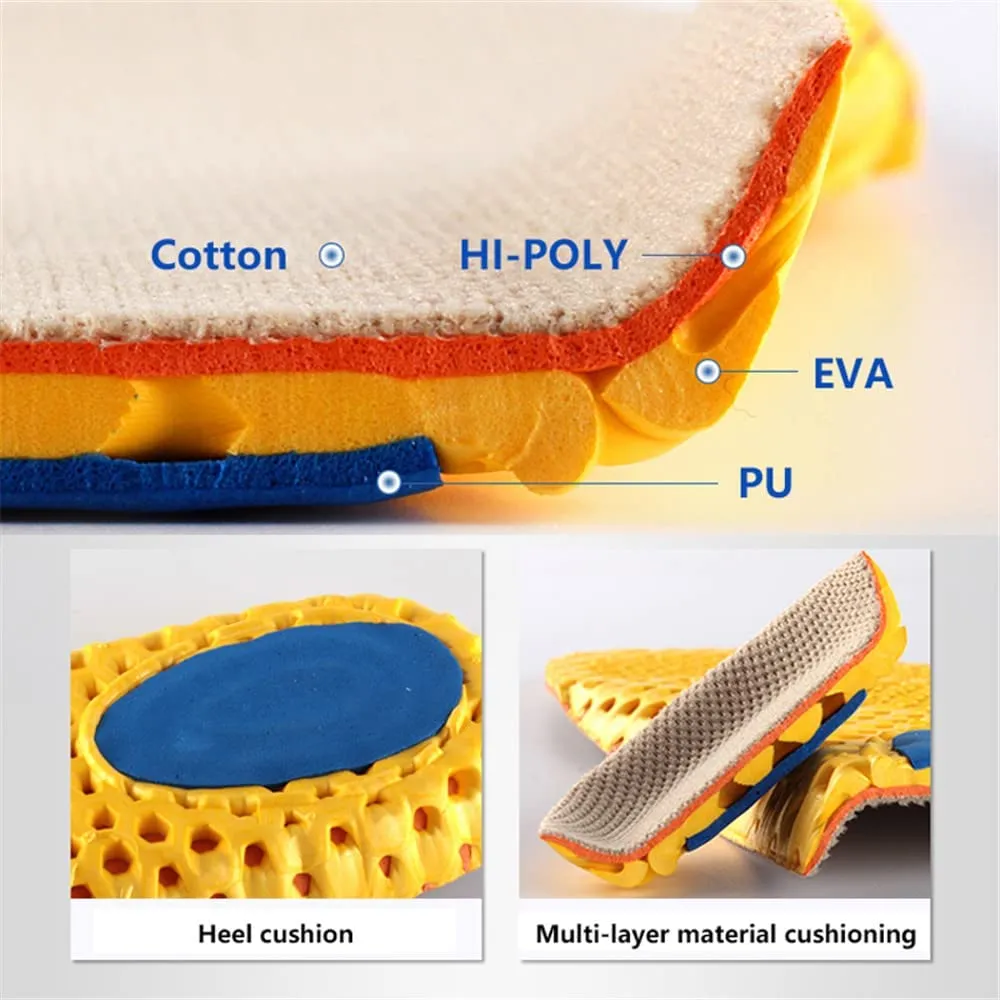 XINIFOOT 3 Pairs Elastic Shock Absorbing Shoe Insoles Breathable Honeycomb Sneaker